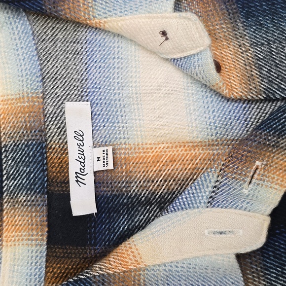 MADEWELL flannel Blue Gold Shirt Shacket Sz M - Picture 2 of 6